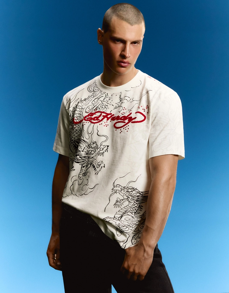 Футболка с принтом ED HARDY X BERSHKA