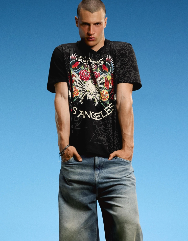Футболка с принтом ED HARDY X BERSHKA