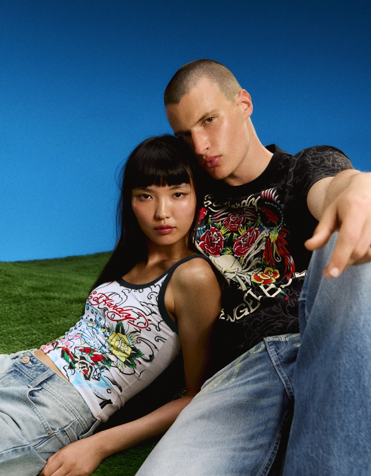 Футболка с принтом ED HARDY X BERSHKA