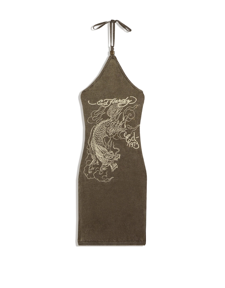 Мини-платье ED HARDY x BERSHKA с горловиной халтер