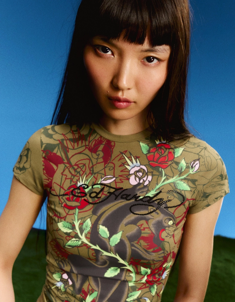 Футболка ED HARDY X BERSHKA с короткими рукавами и принтом