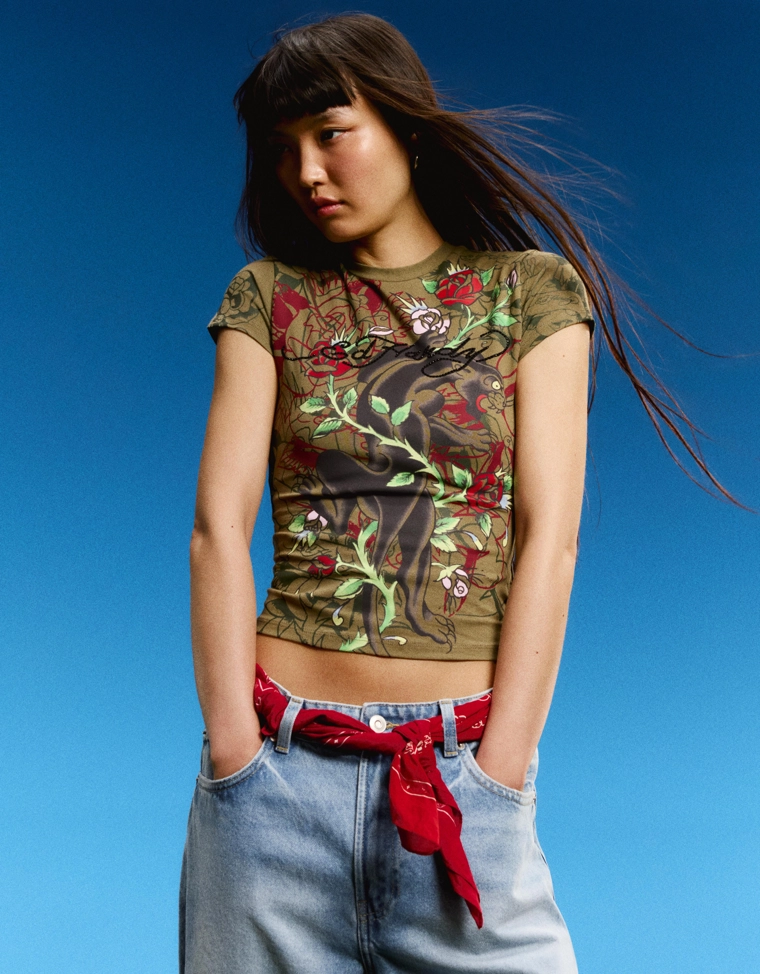 Футболка ED HARDY X BERSHKA с короткими рукавами и принтом