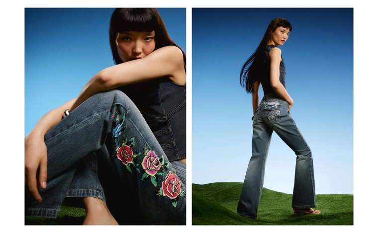 Расклешенные джинсы ED HARDY X BERSHKA