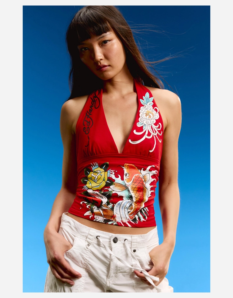 Топ с горловиной халтер ED HARDY X BERSHKA