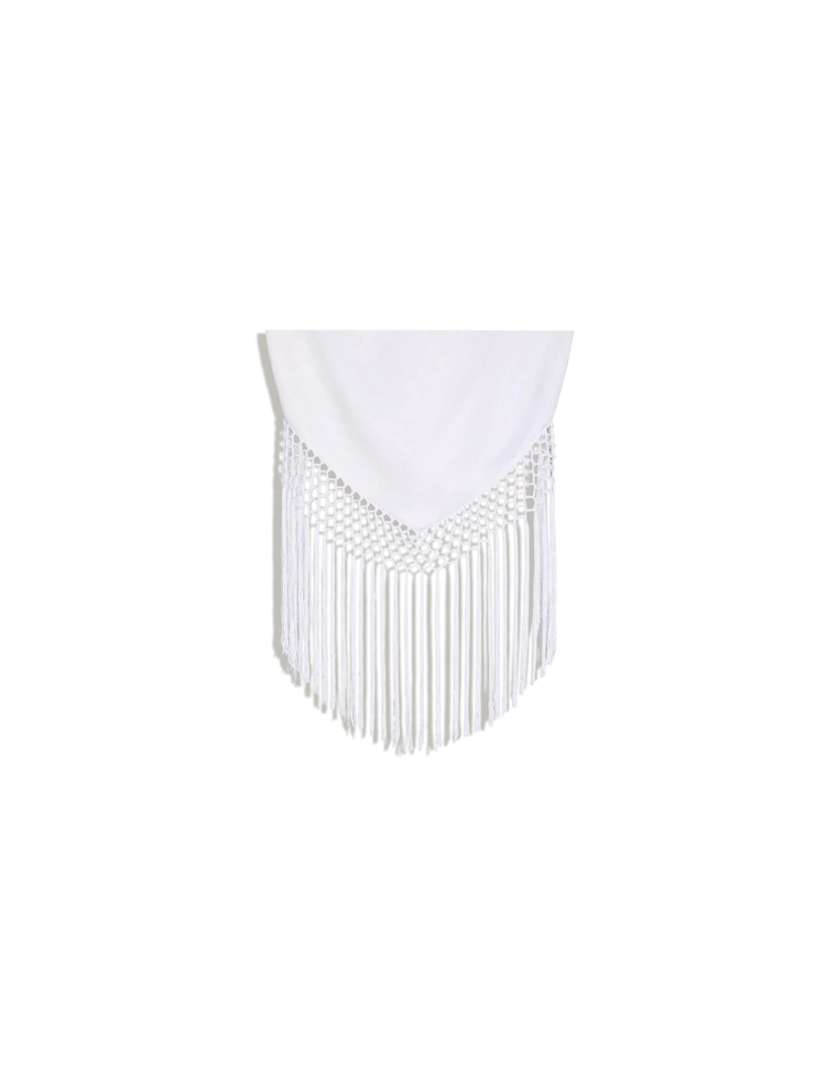 Жаккардовый топ-бандо с бахромой