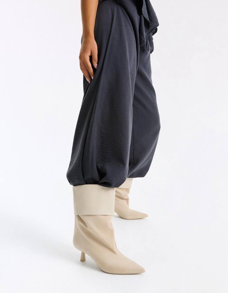 Heeled ankle boots with turn-down detail