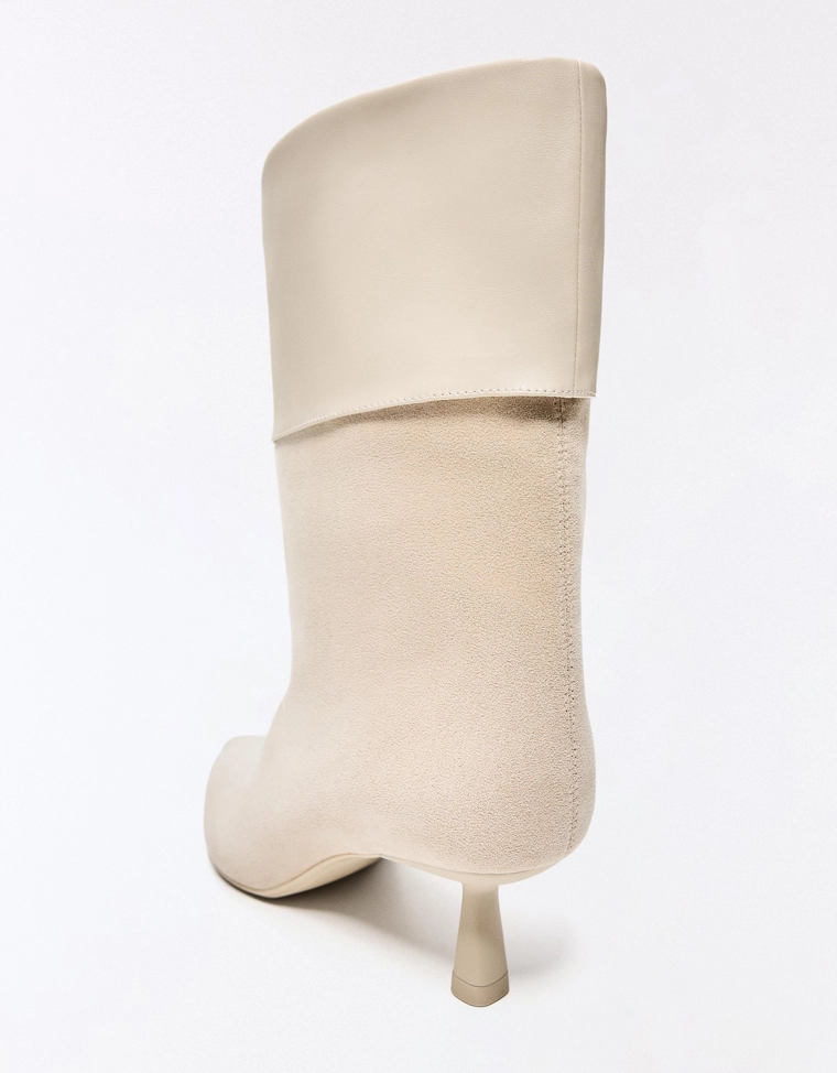Heeled ankle boots with turn-down detail