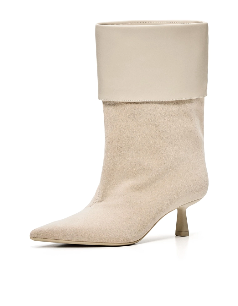 Heeled ankle boots with turn-down detail