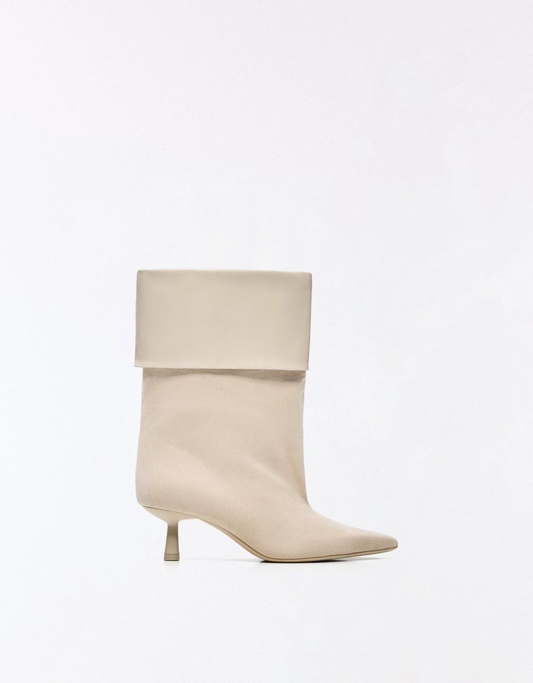 Heeled ankle boots with turn-down detail