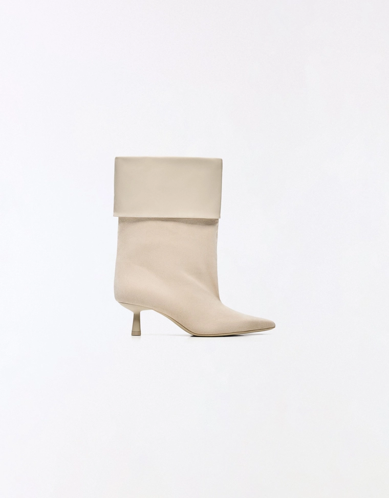 Heeled ankle boots with turn-down detail