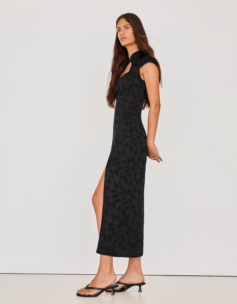 Жаккардовое платье миди из сатина