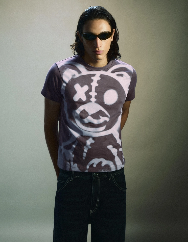 Футболка классического кроя с принтом «Мишка»