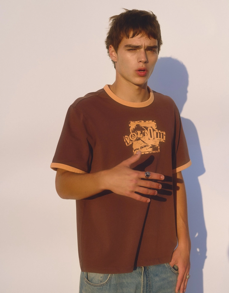 Футболка-рингер с принтом VOLCOM