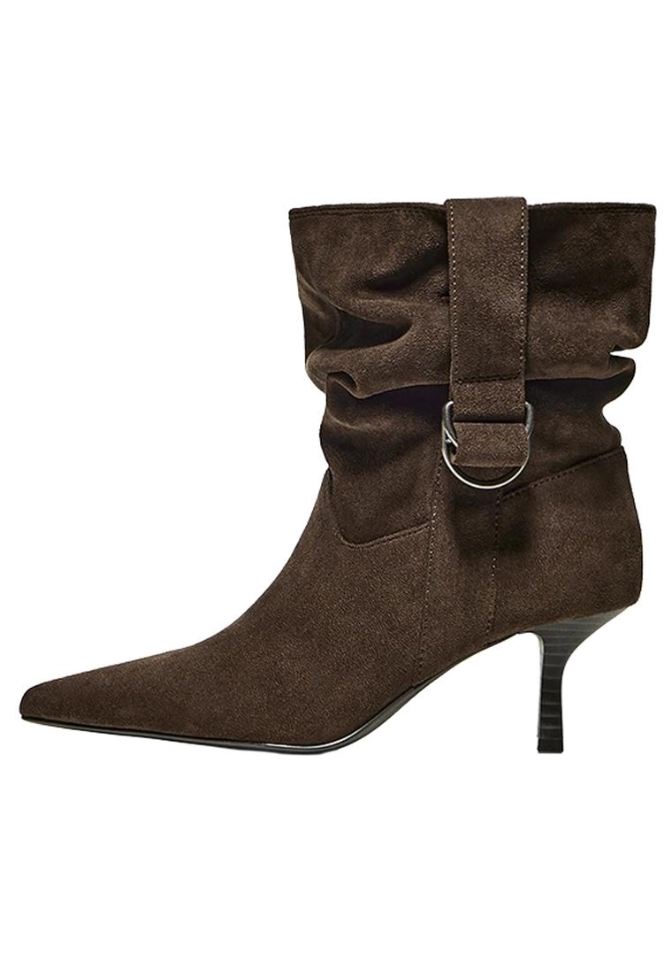 SLOUCHY HEELED ANKLE BOOTS WITH BUCKLE
