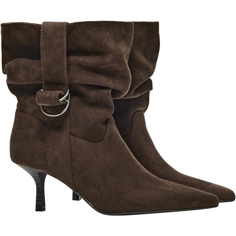 SLOUCHY HEELED ANKLE BOOTS WITH BUCKLE