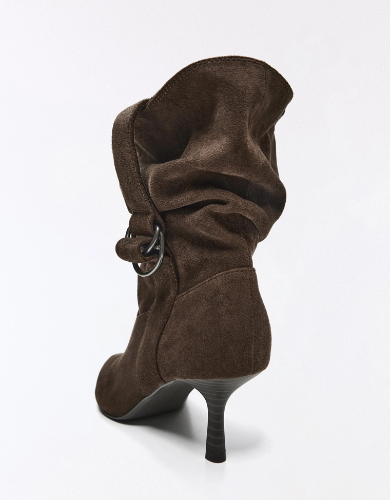 SLOUCHY HEELED ANKLE BOOTS WITH BUCKLE