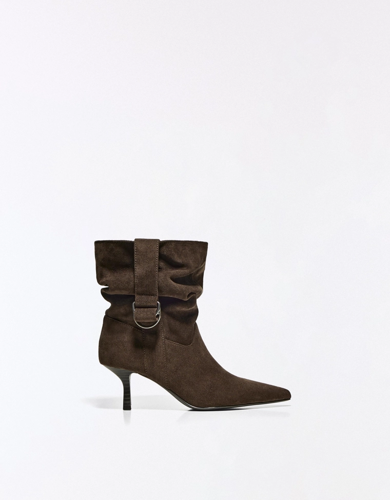SLOUCHY HEELED ANKLE BOOTS WITH BUCKLE