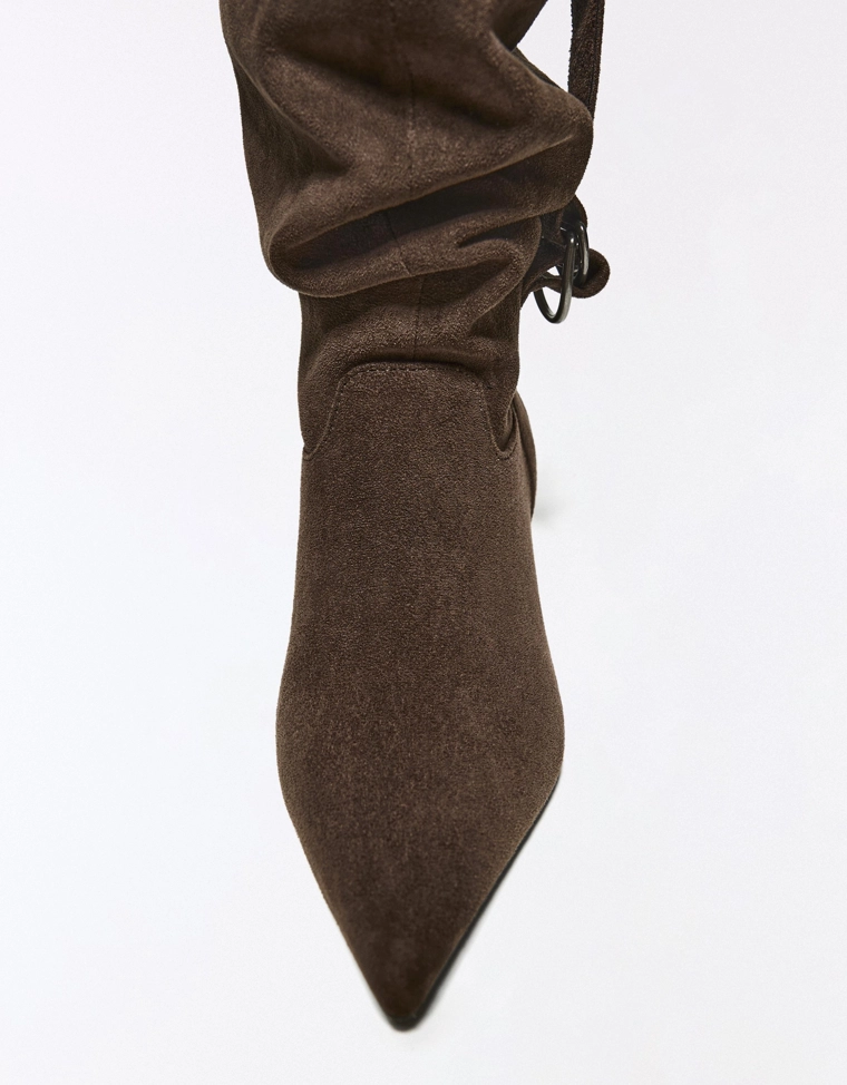 SLOUCHY HEELED ANKLE BOOTS WITH BUCKLE