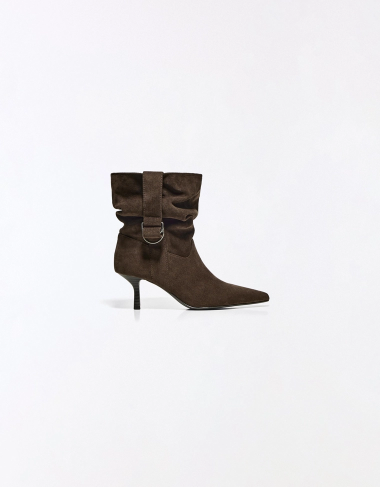 SLOUCHY HEELED ANKLE BOOTS WITH BUCKLE