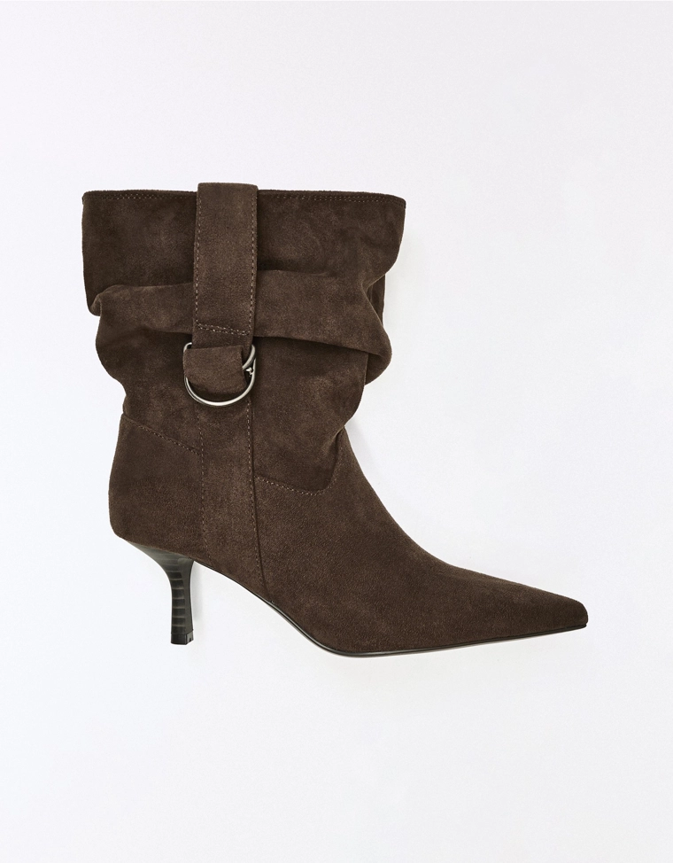 SLOUCHY HEELED ANKLE BOOTS WITH BUCKLE