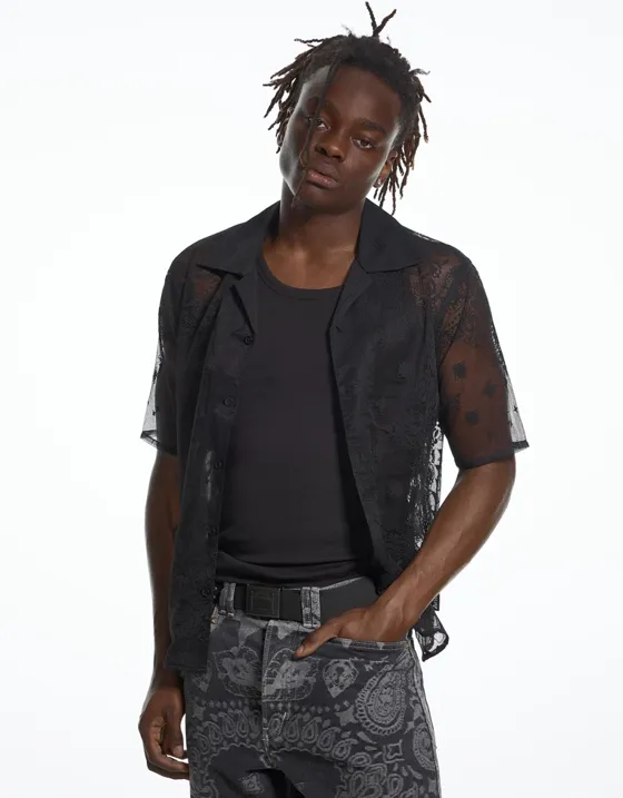 Кружевная рубашка с короткими рукавами ARIES X BERSHKA