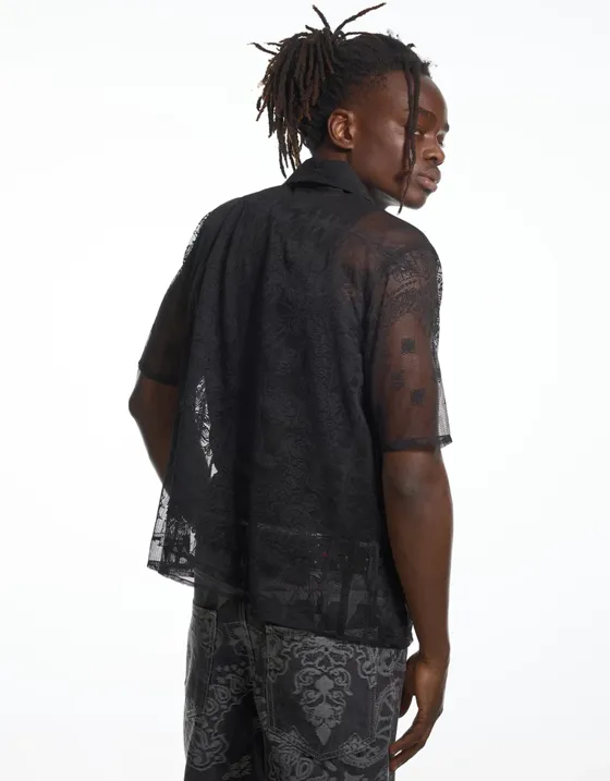 Кружевная рубашка с короткими рукавами ARIES X BERSHKA