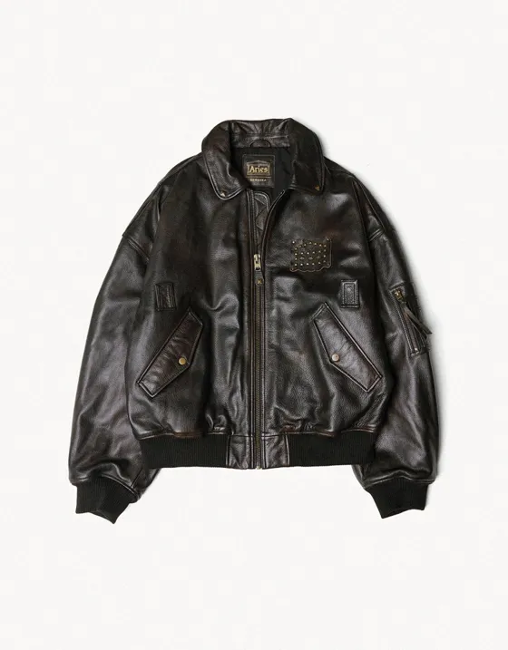 Кожаный бомбер ARIES X BERSHKA