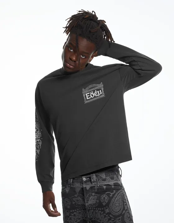 Футболка с длинными рукавами и эффектом потертости ARIES X BERSHKA