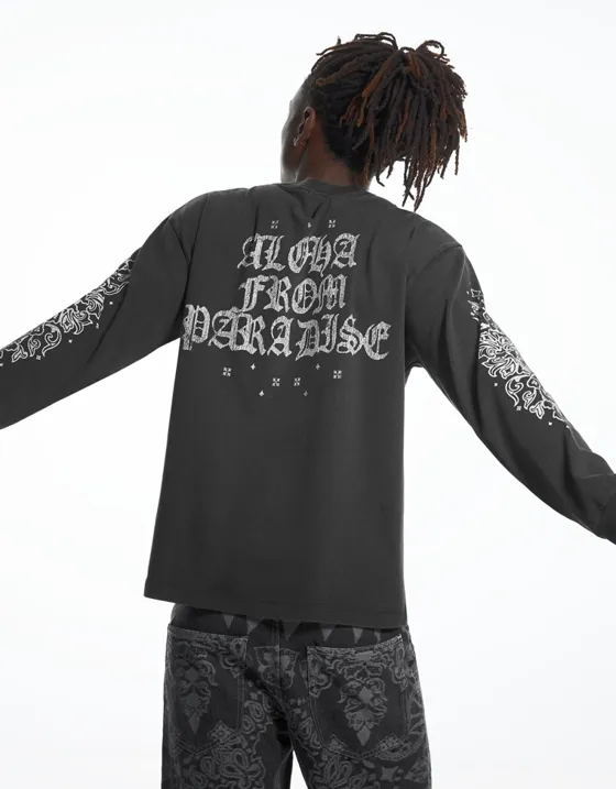 Футболка с длинными рукавами и эффектом потертости ARIES X BERSHKA