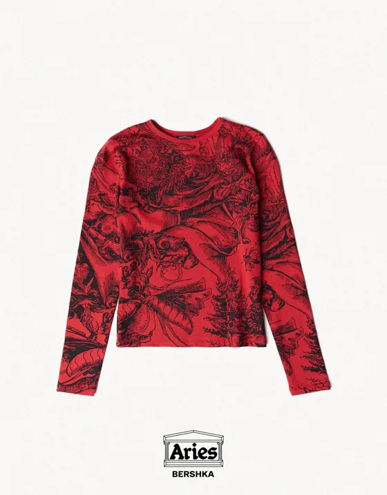 Футболка облегающего кроя с длинными рукавами ARIES X BERSHKA