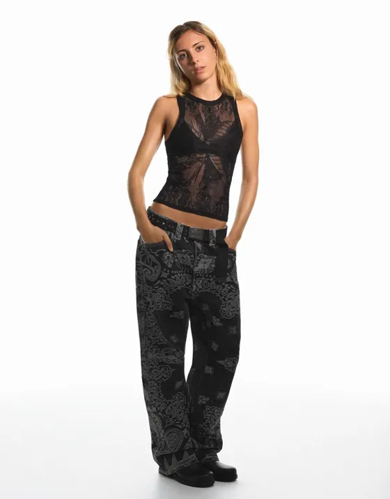 Кружевной топ без рукавов ARIES X BERSHKA
