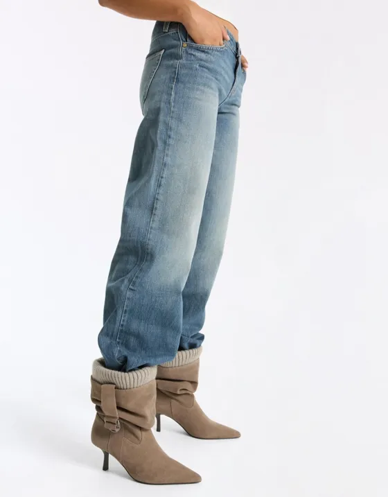 Leather slouchy sock ankle boots