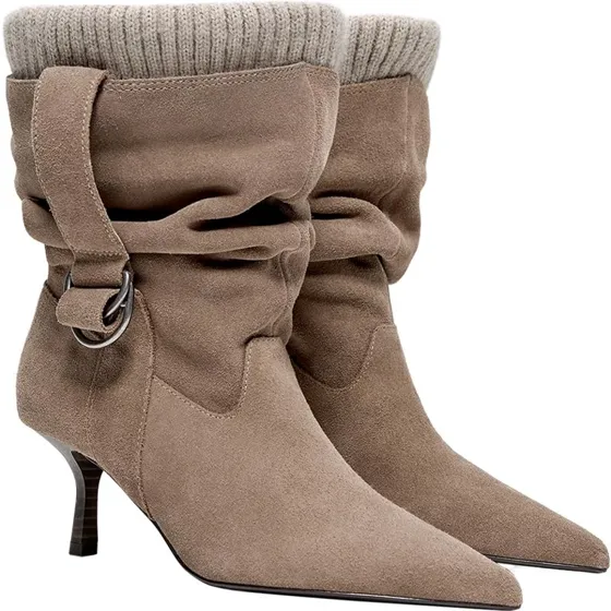 Leather slouchy sock ankle boots