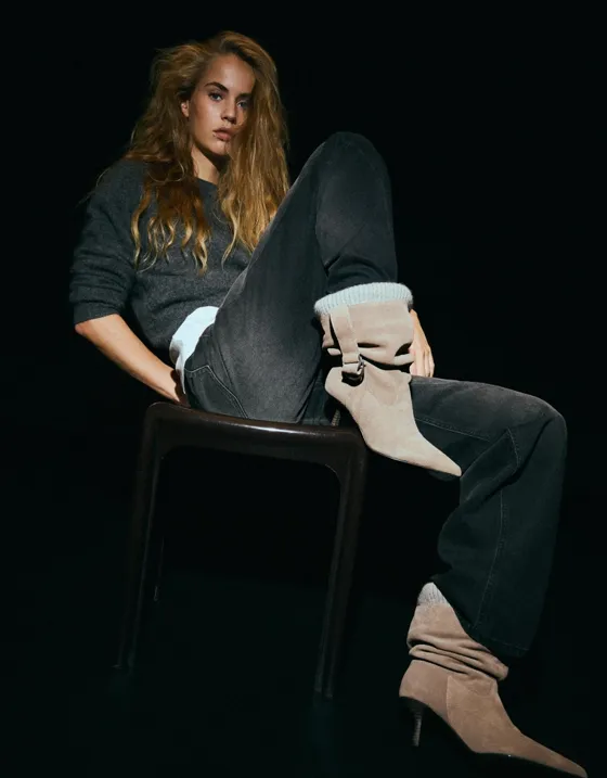 Leather slouchy sock ankle boots
