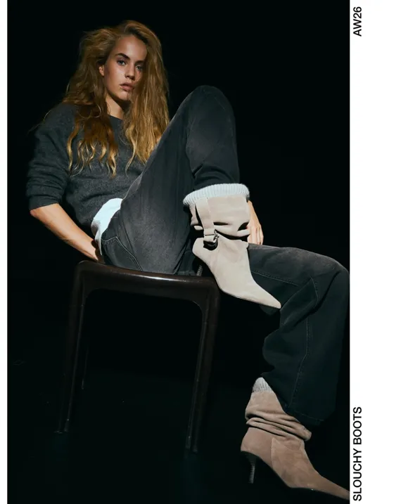 Leather slouchy sock ankle boots