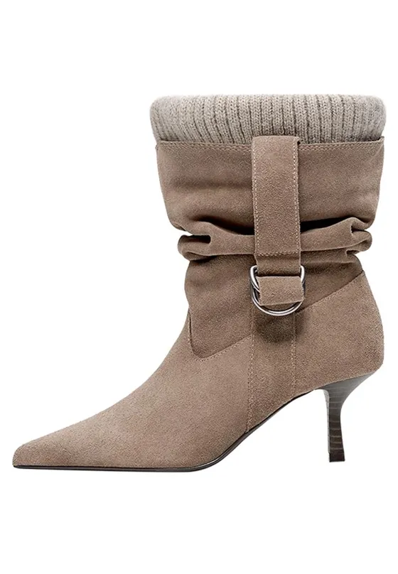 Leather slouchy sock ankle boots