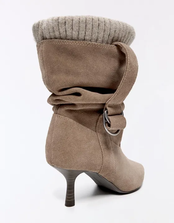 Leather slouchy sock ankle boots