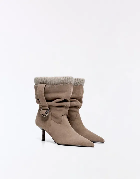 Leather slouchy sock ankle boots