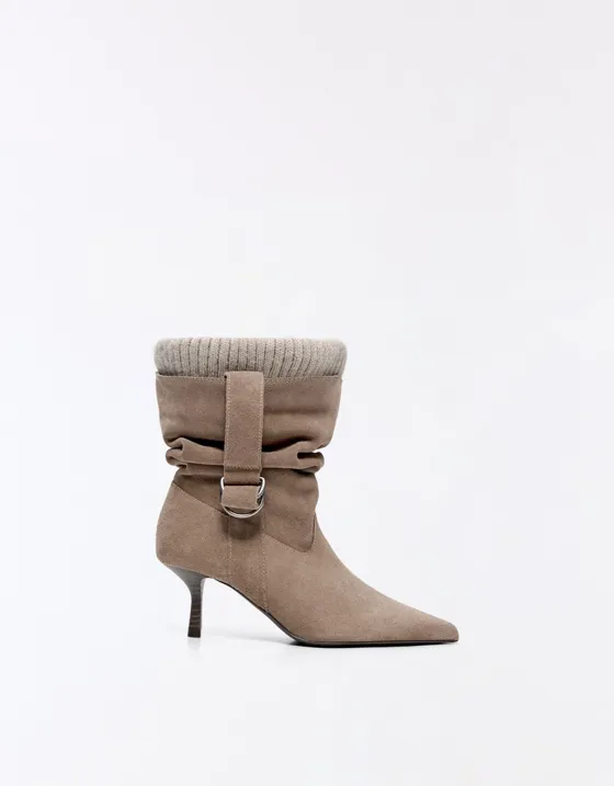 Leather slouchy sock ankle boots