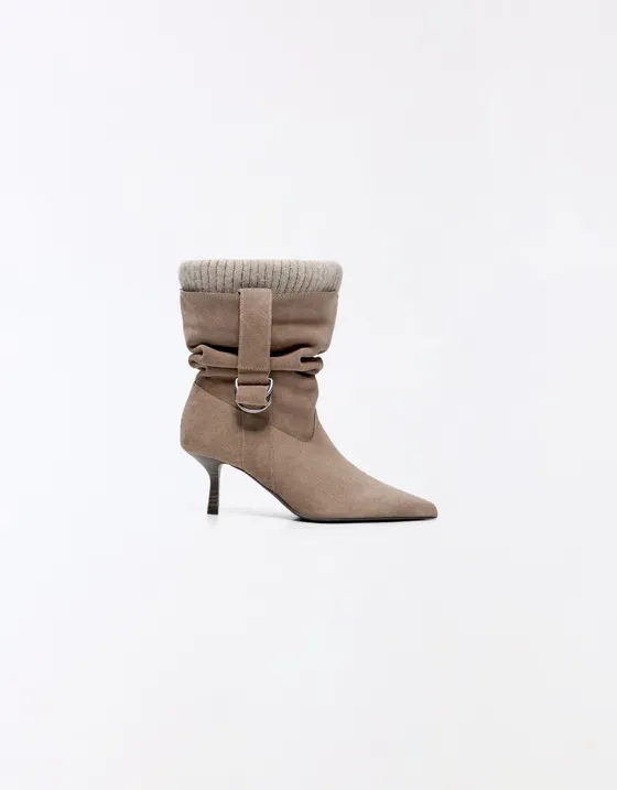 Leather slouchy sock ankle boots