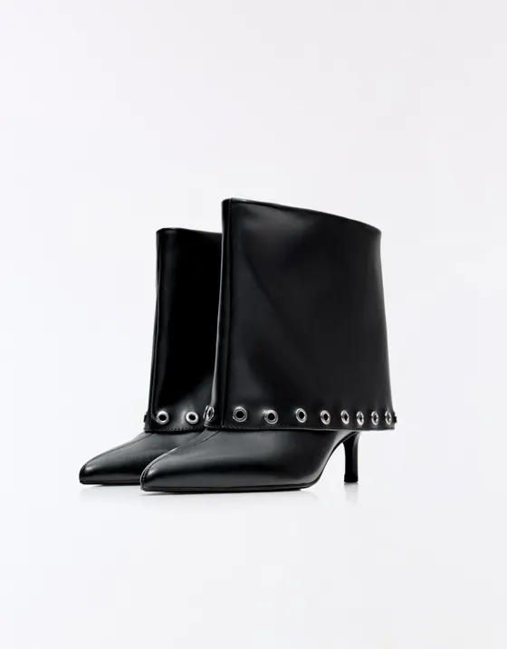 Studded heeled trouser ankle boots