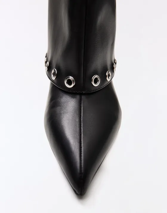 Studded heeled trouser ankle boots