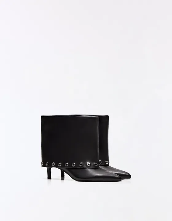 Studded heeled trouser ankle boots