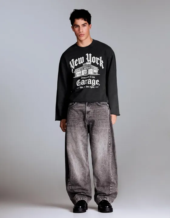 Толстовка с круглым вырезом и принтом