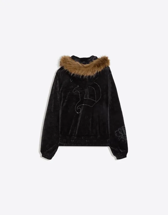 Куртка из бархата с капюшоном JUICY COUTURE X Bershka