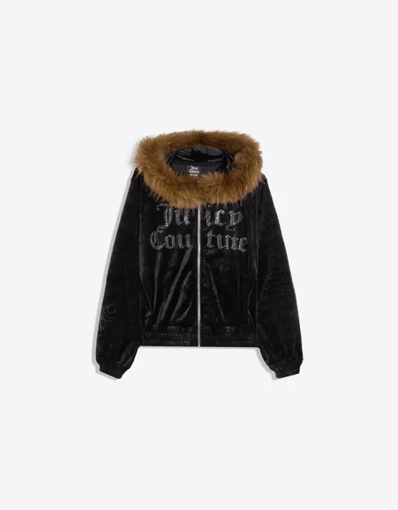 Куртка из бархата с капюшоном JUICY COUTURE X Bershka