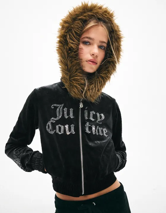 Куртка из бархата с капюшоном JUICY COUTURE X Bershka