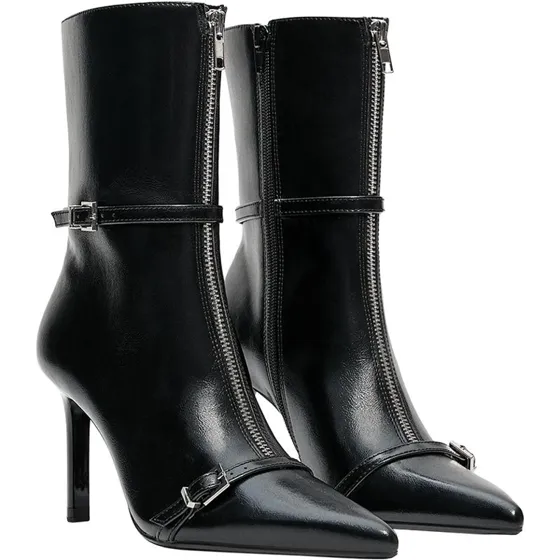Heeled ankle boots with buckle detail