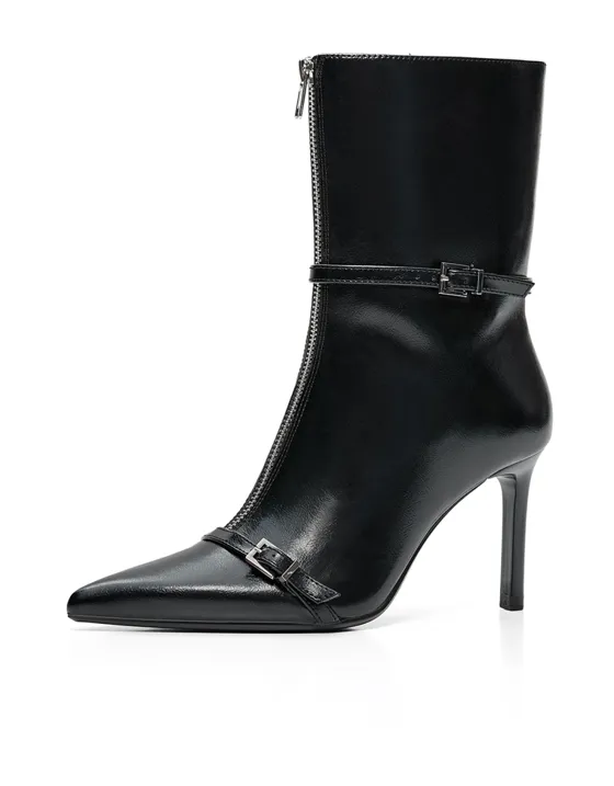 Heeled ankle boots with buckle detail