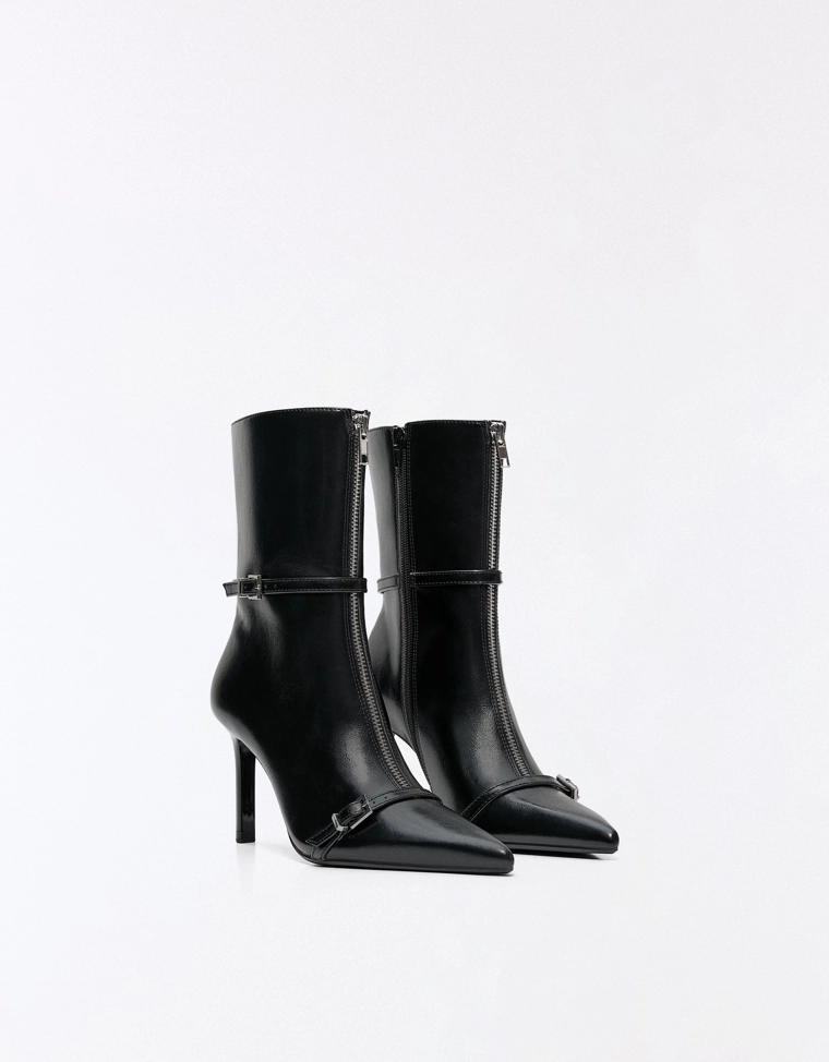 Heeled ankle boots with buckle detail